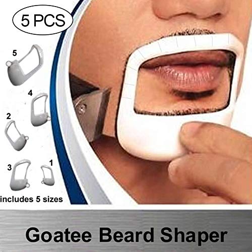 Basong Goatee Outliner Kit Goatee Beard Shaper Beard Shaping Tool Fashion Goatee Shaving Template Goatee Trimming Supplies For Men 5 Sizes Set