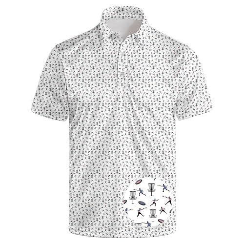 NELife American Flag Golf Shirts for Men Funny Disc Golf Polo Shirt Short Sleeve Moisture Wicking Polo Shirts for Men XL