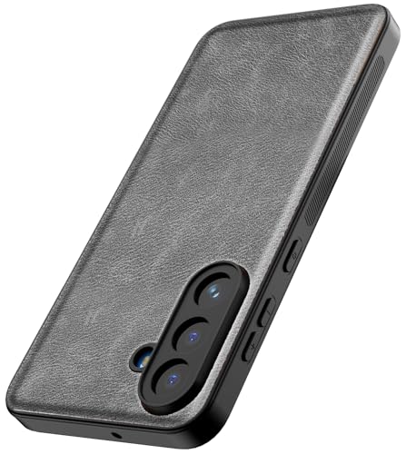 Image of Kapa Tux Leather Back Cover for Samsung Galaxy M56 | Slim Shockproof Camera Protection Bumper Case (Grey)