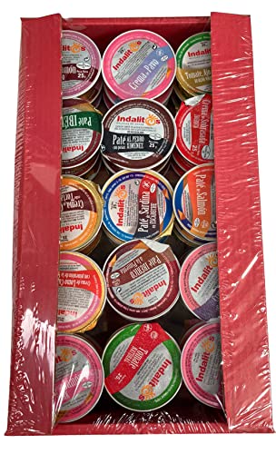 Variado de patés y cremas 45 unidades de 25 gr Indalitos, para tostadas, bocadillos, tapas y picote