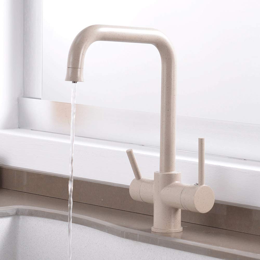 AXWT 3 Way Kitchen Sink Tap Chrome Drinking Water Kitchen Tap WENKEN Solid Brass Double Handles 360 Degree Swivel Spout Cold And Hot Water Kitchen Mixer Filter Tap For Undersink Water Filter System