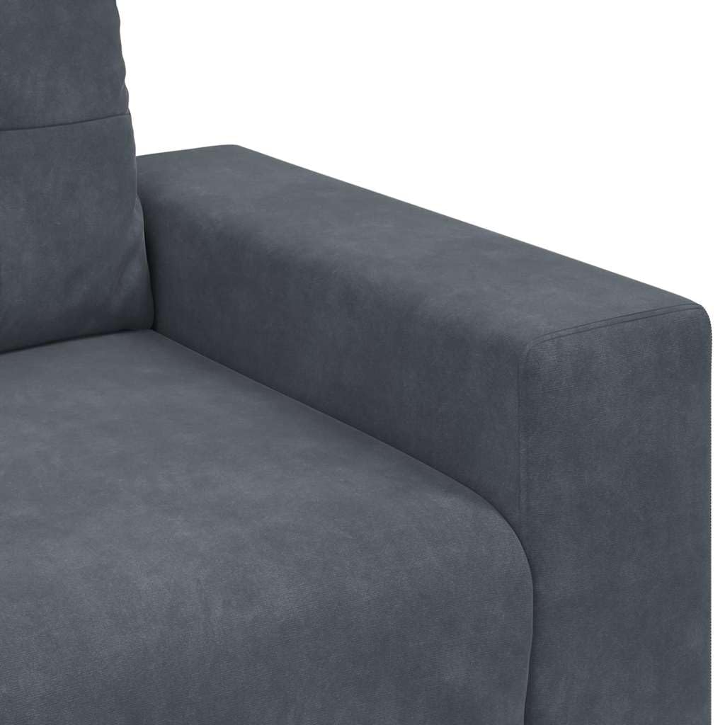 vidaXL Ensemble de Canapés 3 pcs Gris foncé 221 x 80 x 80 cm Velours, Mobilier Moderne abordable, Ensemble de canapés en Velours, Fauteuil Ergonomique, assises durables pour Le Salon