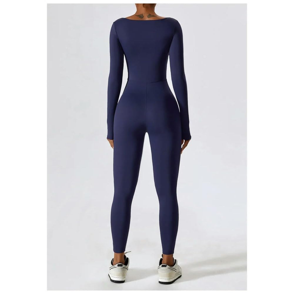 ZBDZSW Combinaison Gym Entraînement Yoga Vêtements Danse Fitness Manches Longues Une Pièce Sport Sexy Moulante Combinaison Femme Survêtement