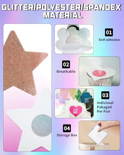 Image of CICKEE Pasties Rave Pack - 15 Pairs Nipple Covers Stickers - Disposable Sticky Breast Petals