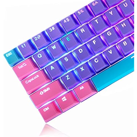 Ussixchare Backlit Keycaps 60 Percent 87/104 PBT Key Caps Set for 60% Mechanical Gaming Keyboard Gateron Kailh MX Switches (Violet) Cover