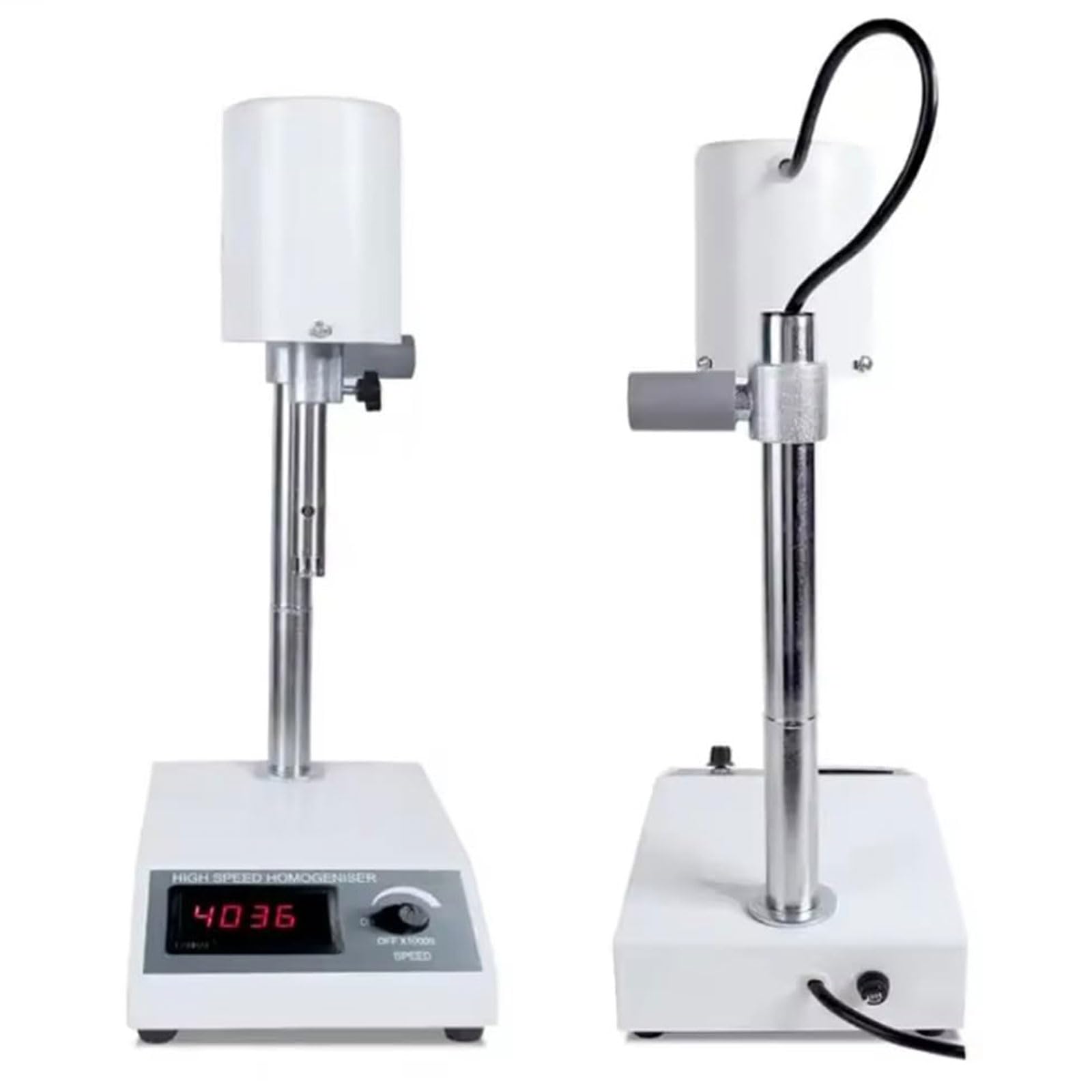 Homogeneizador Digital de Alta Velocidad, Emulsionante Dispersante de Laboratorio con 2 Cabezas Homogeneizantes, Pantalla Digital, 8000~22000 Rpm Ajustable