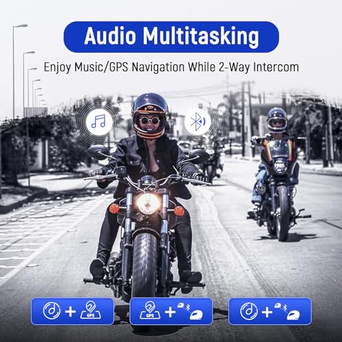 Image of LEXIN GTX Motorcycle Bluetooth Headset, Dual Chip 10 Rider Motorcycle Intercom Helmet Communication System with Audio Multitasking, 36mm HD Helmet Speakers, Dual Microphones, 5 Faceplates, Single Pack