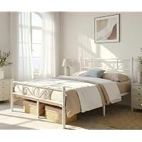 Yaheetech Struttura Letto Matrimoniale in Ferro per Materasso 160 x 200 cm