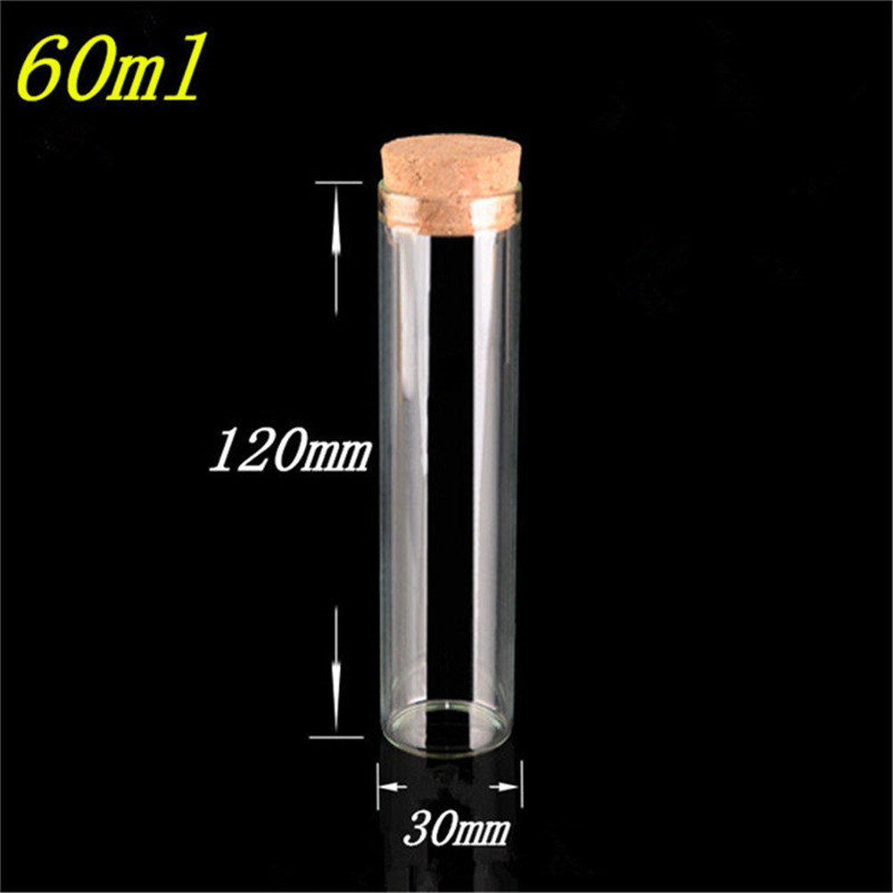 50pcs 30x120mm 60ml Glass Bottles Vials Jars Test Tube With Cork