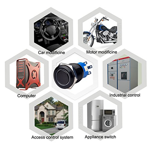 Ulincos Momentary Pushbutton Switch U19C3 1No1Nc Black Metal Shell With 12V Green Led Ring Suitable For 19Mm 3/4" Mounting Hole (Green) #TOP6