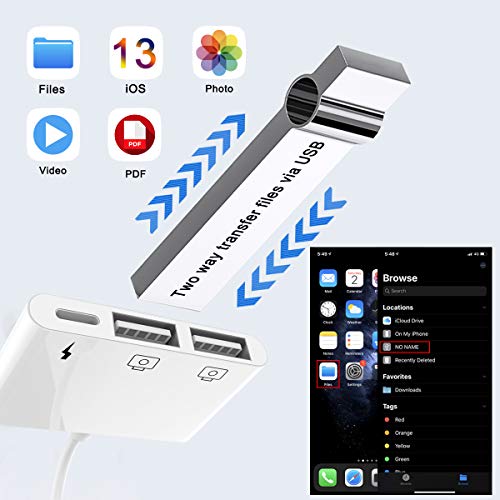 image for MASAYA Dual USB Camera Adapter,3 in 1 Dual USB Female OTG Adapter with