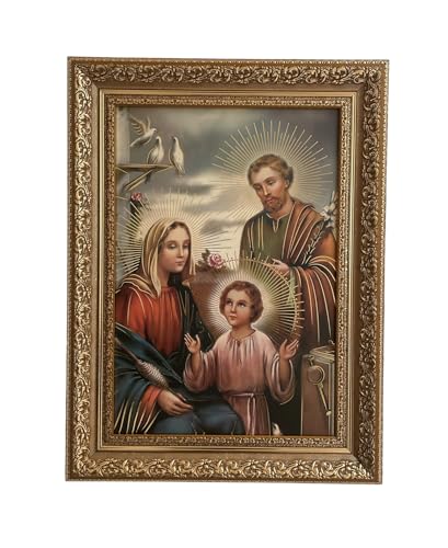 ENCUADRO - Cuadro Sagrada Familia 38 x 50 cm Marco Dorado Religioso Decorativo...