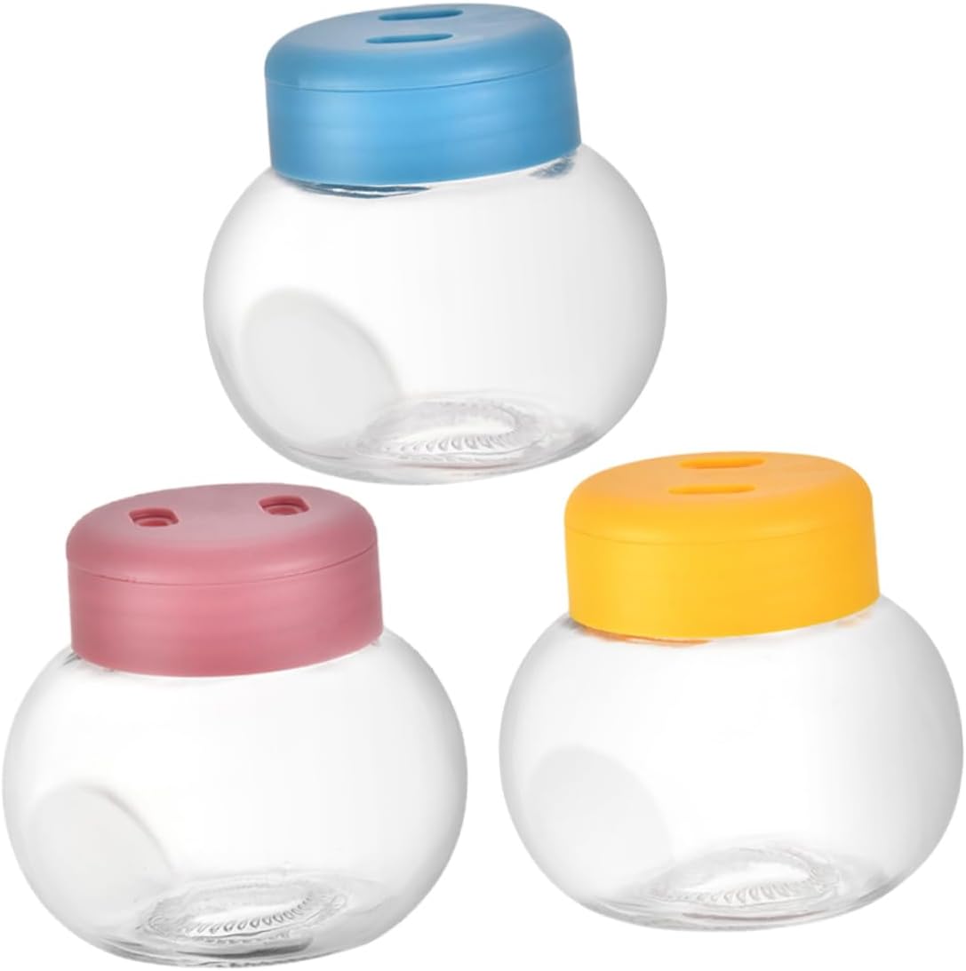 COLLBATH 3pcs Sealing Lid Glass Seasoning Bottles Transparent Spice Containers for Salt Pepper and Condiments Easy to Clean with Detachable Parts for Home Kitchen Use