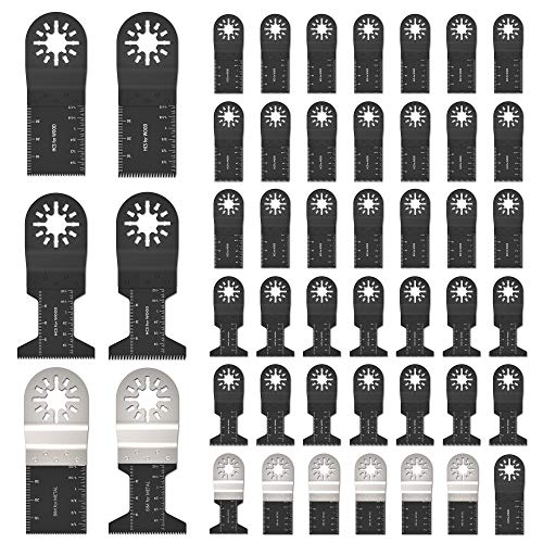 Dightyoho 48pcs Dientes Multi Herramientas Oscilantes, Hojas de Sierra Oscilante Cuchilla de Corte Accesorio Multiherramienta para Cortar Madera, Metal y Material Duro Cover