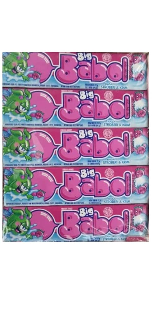 Big Babol Rasa Stroberi & Krim, 20 Stick Chewing Gum ( Imported )