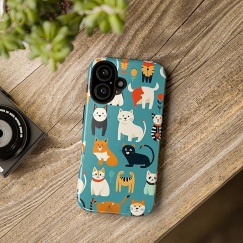 Coque chat coloré iPhone 16 rigide et brillante - 4