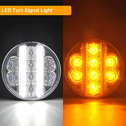 Image of for JK Front Turn Signal LED Lights Running Lamps Compatible with Wrangler JK JKU 2007-2018,White Vertical LED Bar as Daytime Running Lights,Amber Yellow LED as Turn Signal Lights(Clear Lens)