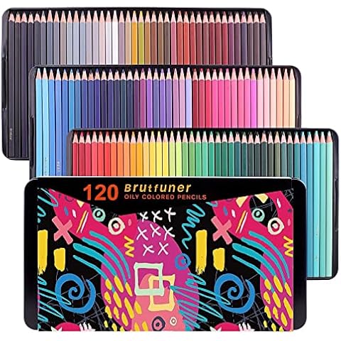 Laconile Colouring Pencils,120 Brutfuner Square Barrels Coloured Pencils for Adult Colouring Books, Students or Kids School Art Supplies Cover