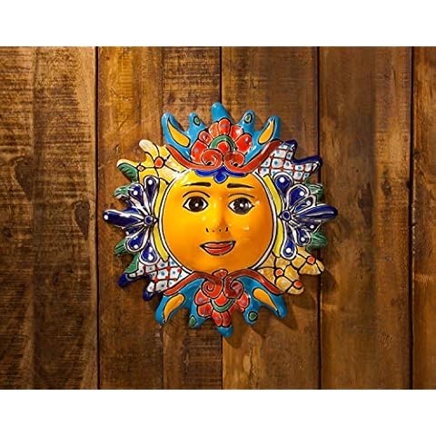 Enchanted Talavera Mexican Pottery Hand Painted Ceramic Sun Sol Wall Plaque Celestial Decor Eclipse Wall Hanging Decoration Art (Sun 11.5") Cover