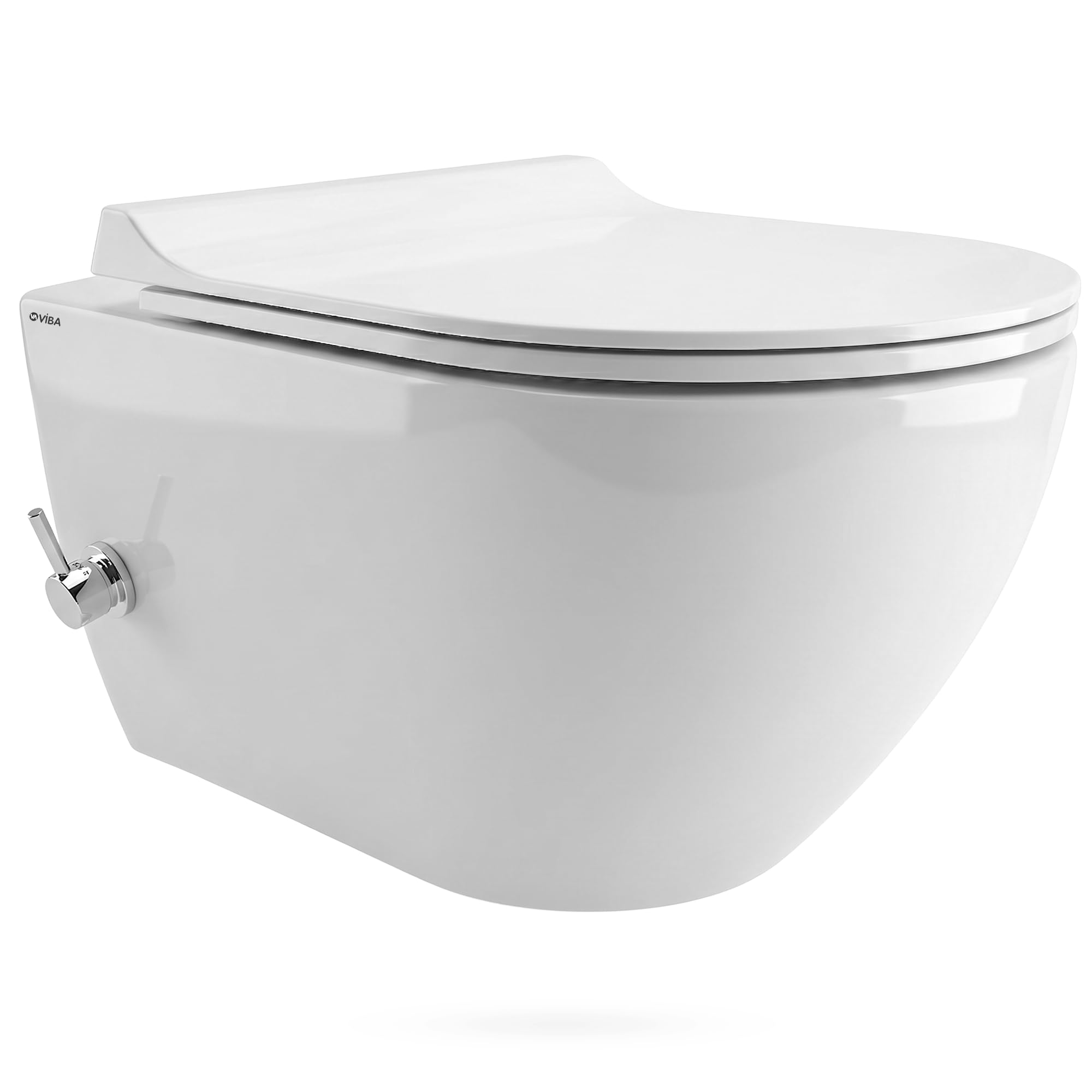 VIBA Sua Hänge Dusch WC integrierte Warm- und Kaltwasser Armatur SPÜLRANDLOS Taharet Bidet Taharat Intimdusche inkl. Slim Soft-Close Deckel