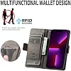 Funda Compatible con Vivo X100 Pro 5G, Compatible con Vivo X100 Pro 5G V2324A, de Cuero PU + Carcasa, con Tarjetero y Soporte Abatible, Color Gris 4
