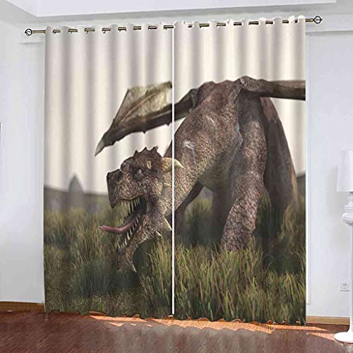 Rideaux occultants enfant 3D ptérodactyle 264x242 cm en polyester