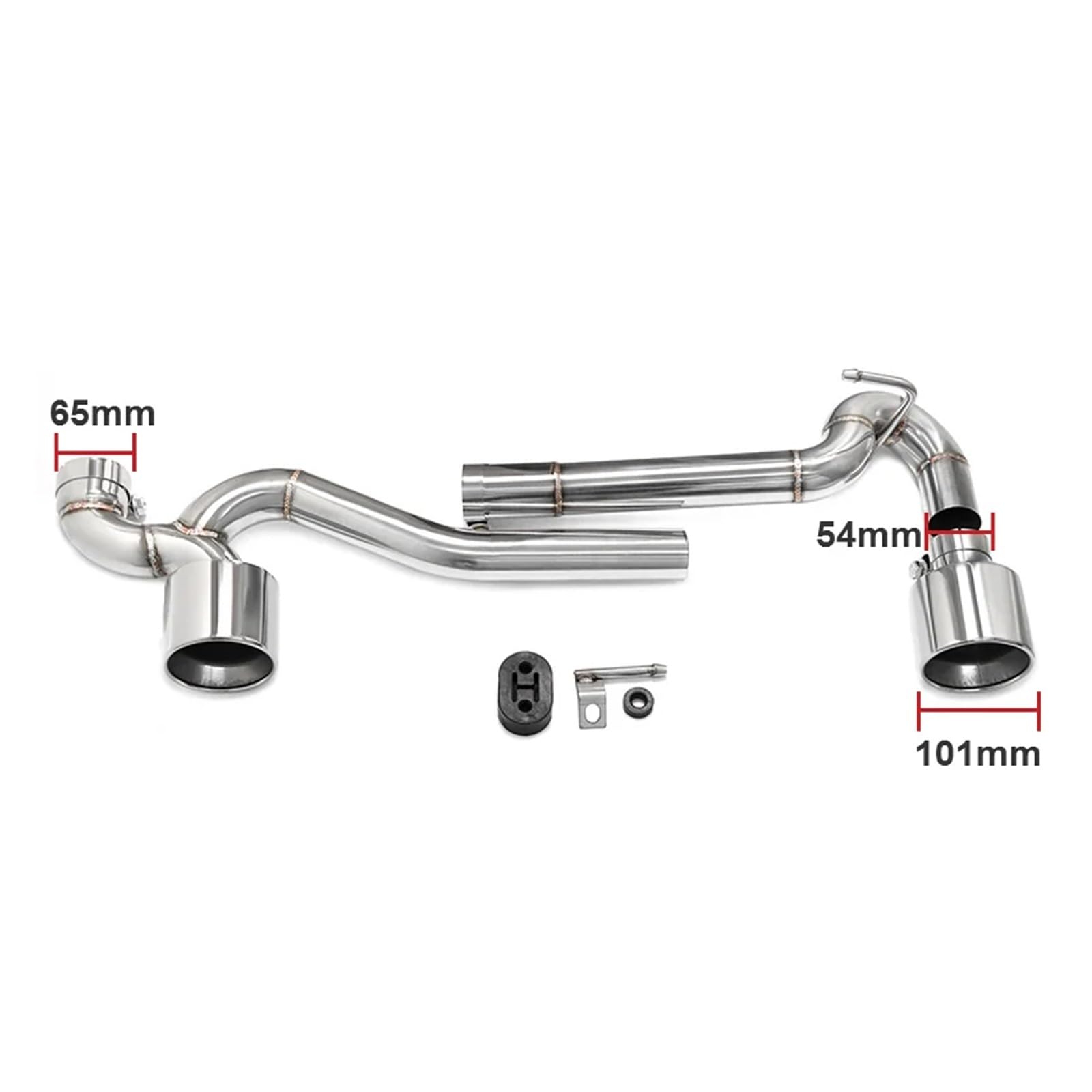 Uitlaatpijp 1 STUKS RVS Chrome Uitlaatpijp Y-pijp Universele Auto