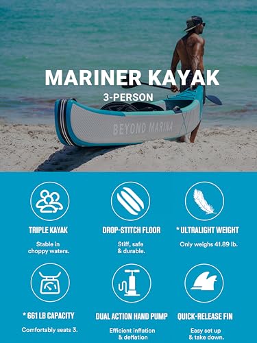 image for BEYOND MARINA Inflatable Kayak 3 Person Adult- Drop Stitch Triple Kaya