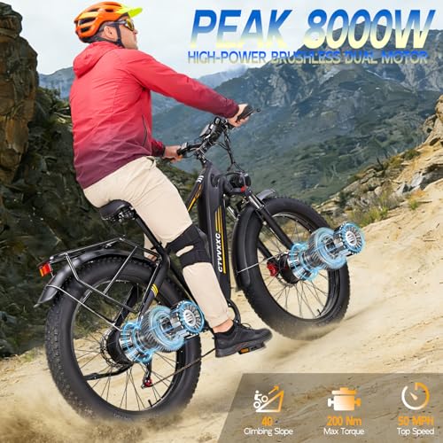 Peak 8000W Dual Motor Electric Bike for Adults – 50MPH Fast