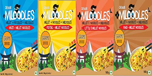 Image of Grami SuperFoods Assorted Noodles (Ragi Milnoodles, Foxtail Milnoodles, Multi Milnoodles, Little Millet Noodles) 180g