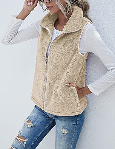 Lomon Women's Packable Vest Lightweight Quilted Outdoor Puffer Vest Sleeveless Jacket High Collar Zip Vest Hooded Coat With Pocket Khaki Xl #TOP1