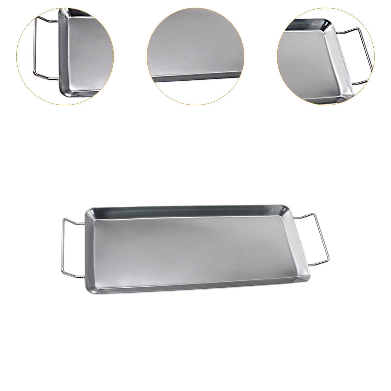 Chicken Wing Drip Pan Barbecue Grill Tray Grill Accessories with Handles Stainless Steel Roasting Pan for Camping Picnics