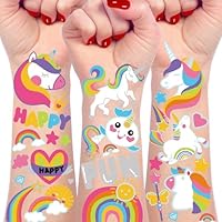 Temporary Tattoos for Girls, Birthday Party Supplies Favors Decorations, Kids Goodie Bag Stuffers, Fake Tattoo Stickers for Party Games Prizes, Tattoos Sticker for Kids 6 7 8 9 10 year
