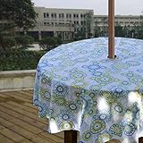 Melaluxe Spring/Summer Wrinkle-Free Waterproof Outdoor Tablecloth with Umbrella Hole and Zipper,60 I