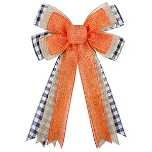 Lokesi Herbstliche Schleife Orange Jute Büffelkaro