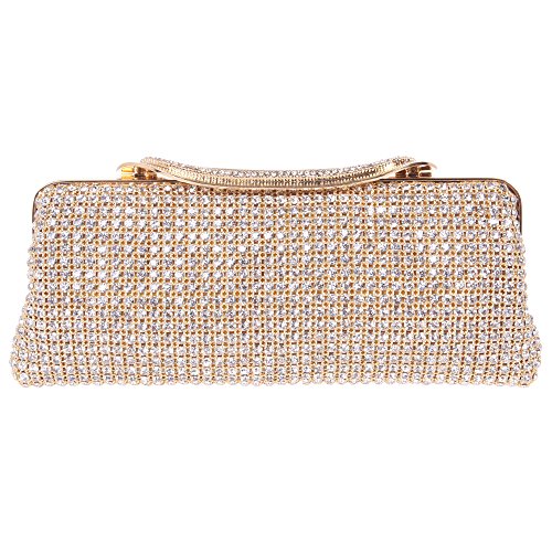 Fawziya U Shaped Rhinestone Clutch Soft Bling Crystal Evening Clutch Bags-Gold