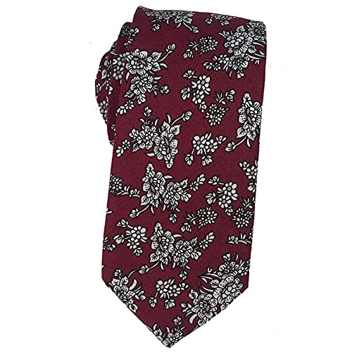 Image of Mantieqingway Men's Cotton Floral Neck Tie 2.56'' Printed Skinny Tie