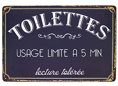 Hioni Toilettes Usage Limite A 5 Min, Pancarte en Métal Panneau Poster Plaque Métallique Slogan Art Décor Vintage Pr Bar Café Pub