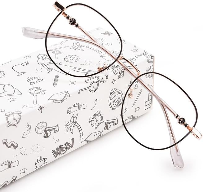 Miniatura 2 de Gafas de luz azul con marco de metal para mujer, gafas redondas antirreflejos para computadora para mujer