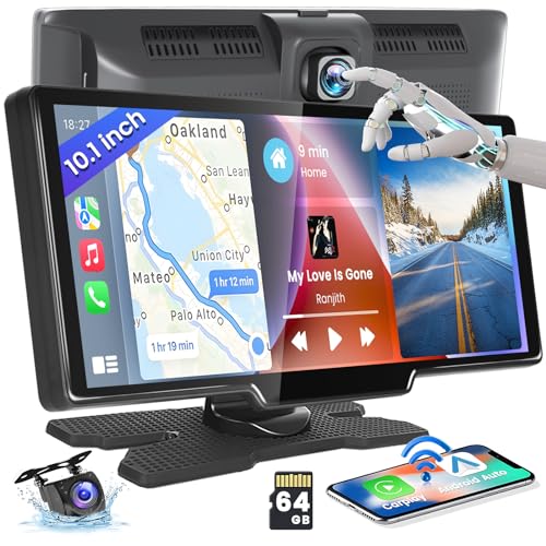 Hikity Wireless Carplay Android Auto Portable Car Stereo, 10.26 Inch