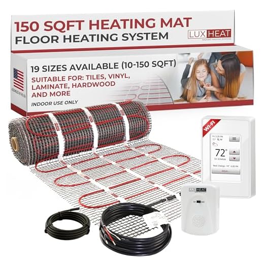 LuxHeat 150 Sqft Mat Kit (120v) Electric Radiant Floor heating System for Under Tile & Laminate. Underfloor Heating Kit Includes Heat Mat, Alarm & OJ Microline WiFi Programmable Thermostat with GFCI