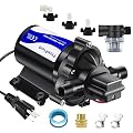 FlowFluid Water Pressure Booster Diaphragm Pump 110V AC for House,45PSI 4GPM Fresh Water Transfer Pump with Plug,On Demand Self-Priming Water Pump with Filter for RV Bathroom Kitchen Irrigation Spray