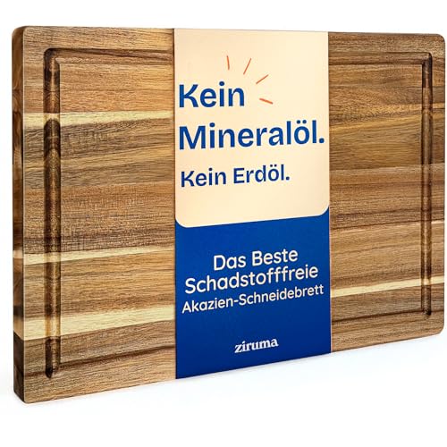 Non Toxic Wood Cutting Board - Conditioned with Natural Beeswax Flaxseed & Lemon Oil - Free of Mineral Oil - Made of FSC Certified Acacia Wood - 16' x 11' Thick Cutting Board by Ziruma
