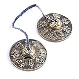 Platillos de Dedo,Platillos de meditación tibetana?Campanas budistas tibetanas para sanación con sonido,yoga,meditación,atención plena,platillos Tingsha,Crótalos tibetano.
