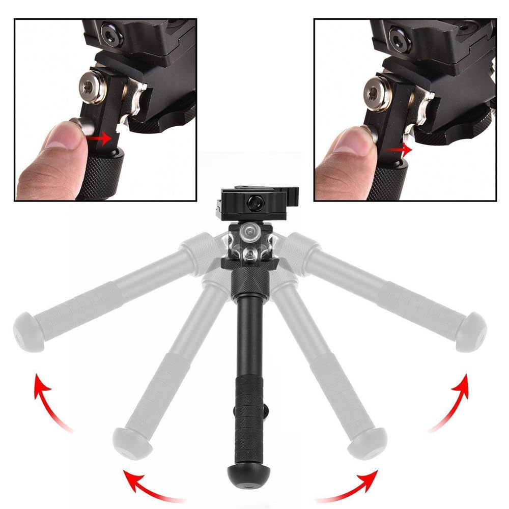 Aluminum Alloy Bipod 360 Degree Rotation Adjustable Extension Quick Detach Picatinny 20mm Rail Mount With Hand Stop