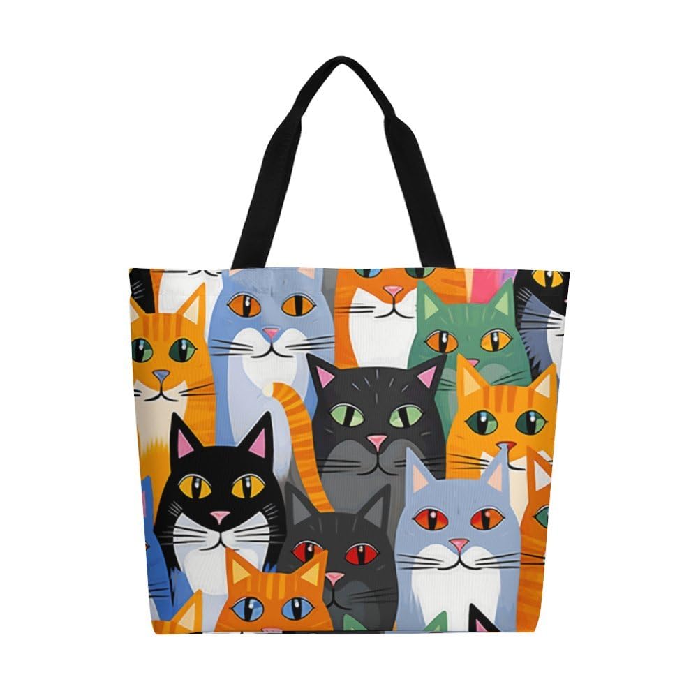 Muishi Canvas Tote Bag - Large Women's Casual Shoulder Handbag - Reusable Beach & Shopping Grocery Bag for Outdoors