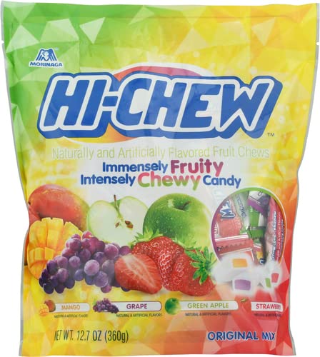 Hi-Chew Chewy Fruit Candies Original Mix Flavors Stand-Up Bag 12.7 Oz (Mango, Grape, Green Apple, Strawberry)