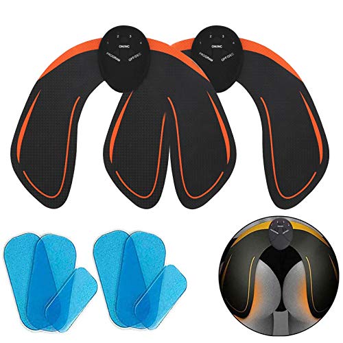 EMS Hips Trainer 2 Packs, Buttocks/Hips Trainer with 6 Gel Pads, Butt Lifting Buttocks Enhancement Device, Fitness Training Hips(Black)