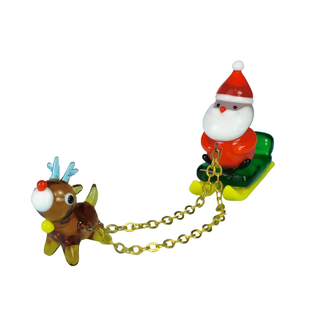 Amazon | フォーカート かわいい 手作り ガラス細工 ソリ引き サンタと