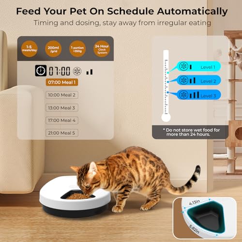 Ubpet F10 Automatic Cat Feeder Wet Food, Semiconductor Cooling 5 Meal Timed Wet Food Dispenser thumb #3